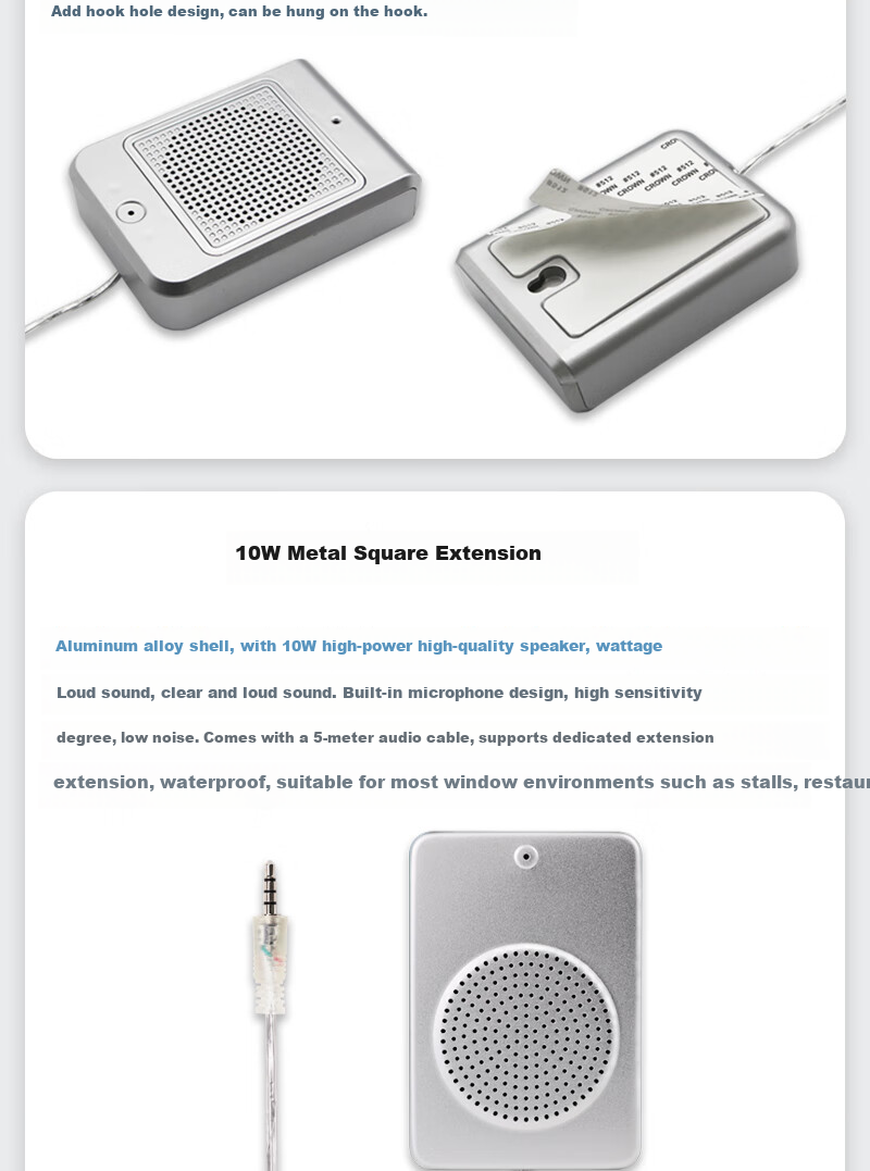 Deshun Window Intercom DS-2008A for Bank Securities Hospital Counter Station Post Office Port Scenic Area Window-Specific Two-Way Intercom Amplifier Microphone 6