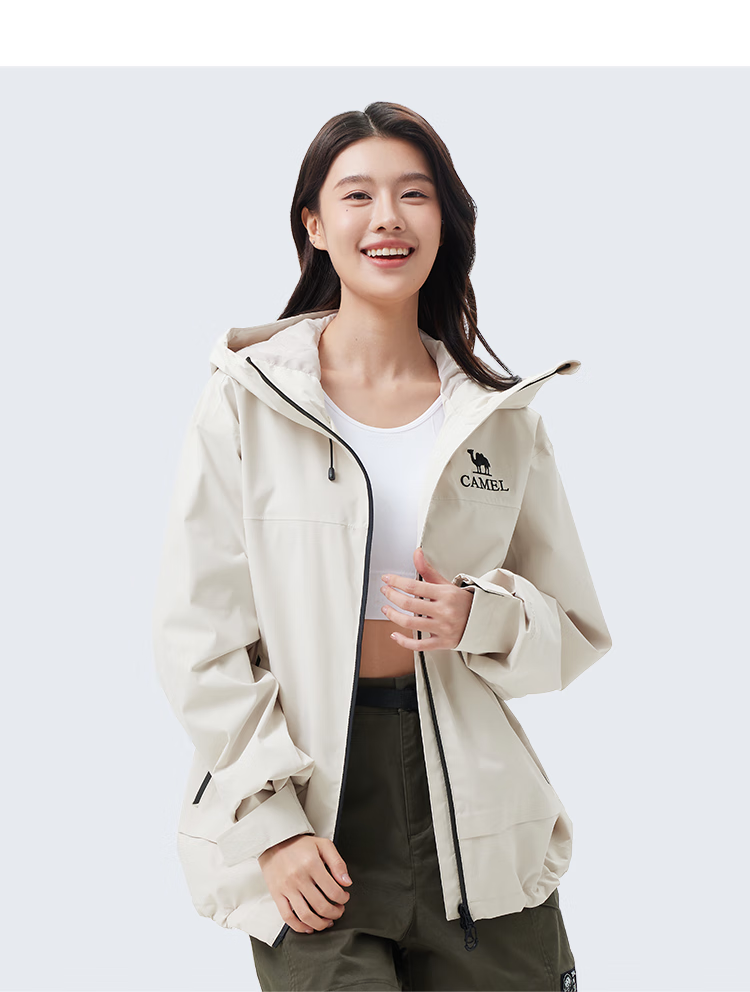 CAMEL Outdoor Hooded Loose-Fit Triple-Protection Casual Jacket, Short Coat, 3XL 15