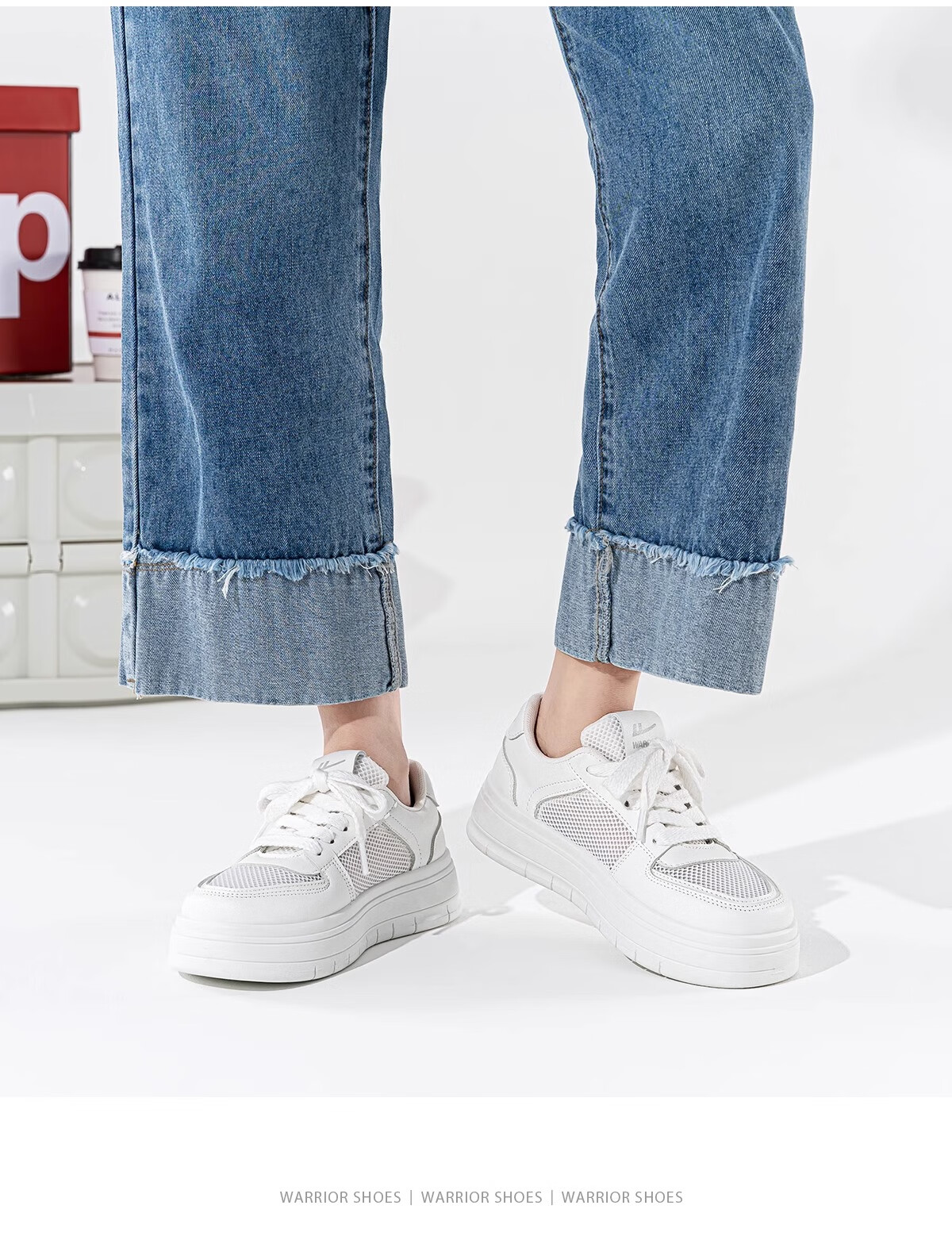 Huili Summer Breathable Mesh Panel Shoes for Women, Comfortable Versatile Thick-Soled Heightening Casual Shoes, White, Size 38 4