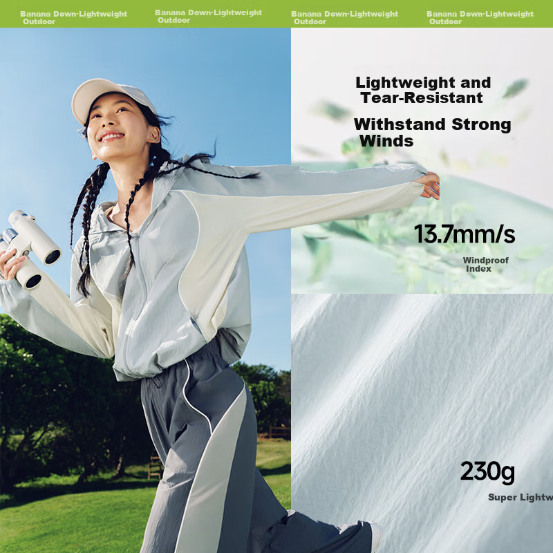 Beneunder Quick-Dry Windproof Mountain Series Jacket for Women, UV Protection Sun Protection Clothing, New Style Light Green M