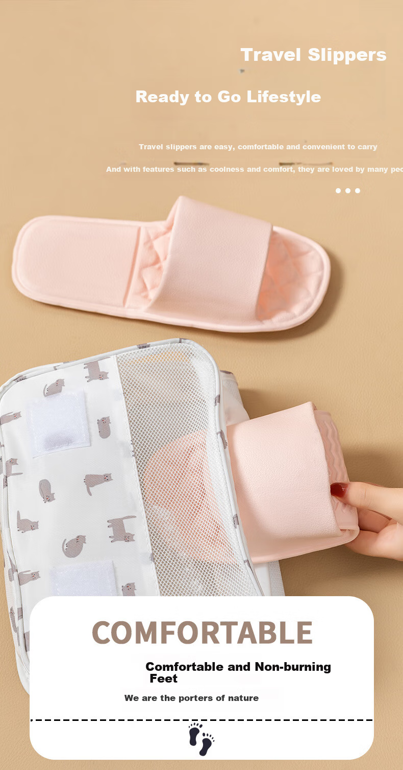 GUOLUOFEI Portable Folding Slippers for Travel, Couples, Outdoor Use, Summer, Bathroom, Shower Room, Indoor Sandals, White, Size M 1