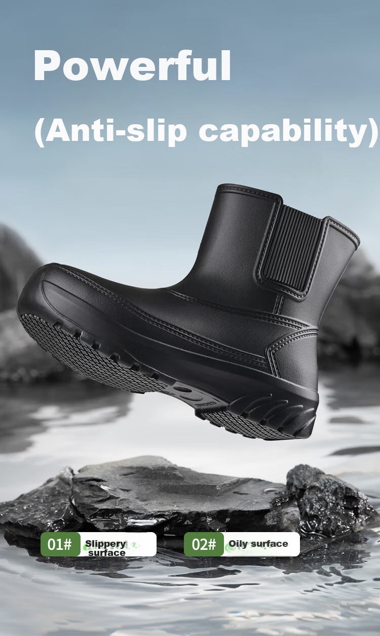 Chudun Non-Slip Shoes, Snow Boots, Rain Boots, Waterproof, Non-Slip, Oil-Resistant, EVA Water Shoes, Work Shoes, Black, Size 39/40 6