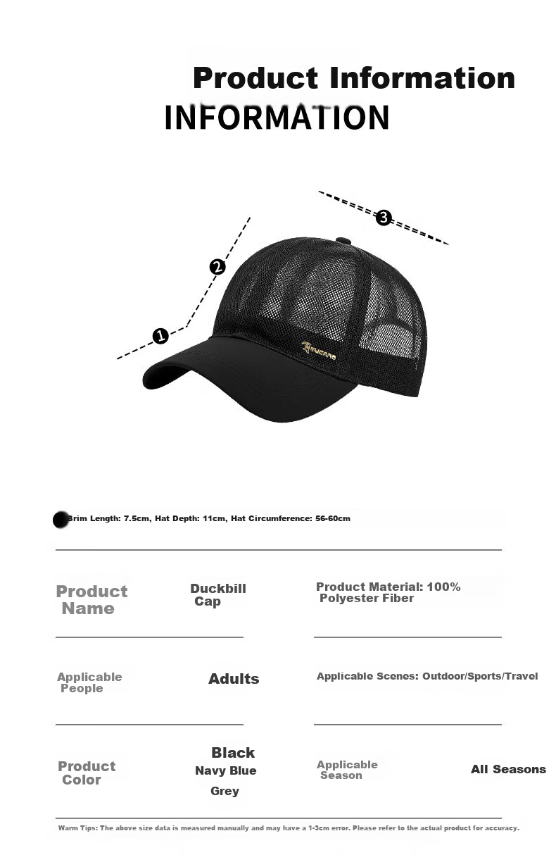 TUCANO Baseball Cap for Men And Women, Lightweight Summer Breathable Versatile Visor Cap, Outdoor Sun Hat, Sunshade Hat, UV Protection Cap 7