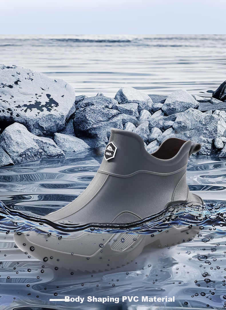 Lanoudun Men's Short Rain Boots, Beach Combing Waterproof Shoes, Non-Slip Fishing Shoes, YX1039 Size 42 7