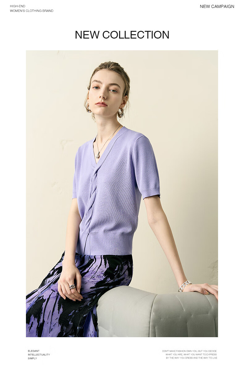YANYEE Pink Cable Knit Sweater Women 2025 Summer Elegant Slim Fit Long Sleeve V-Neck Top Purple M 9