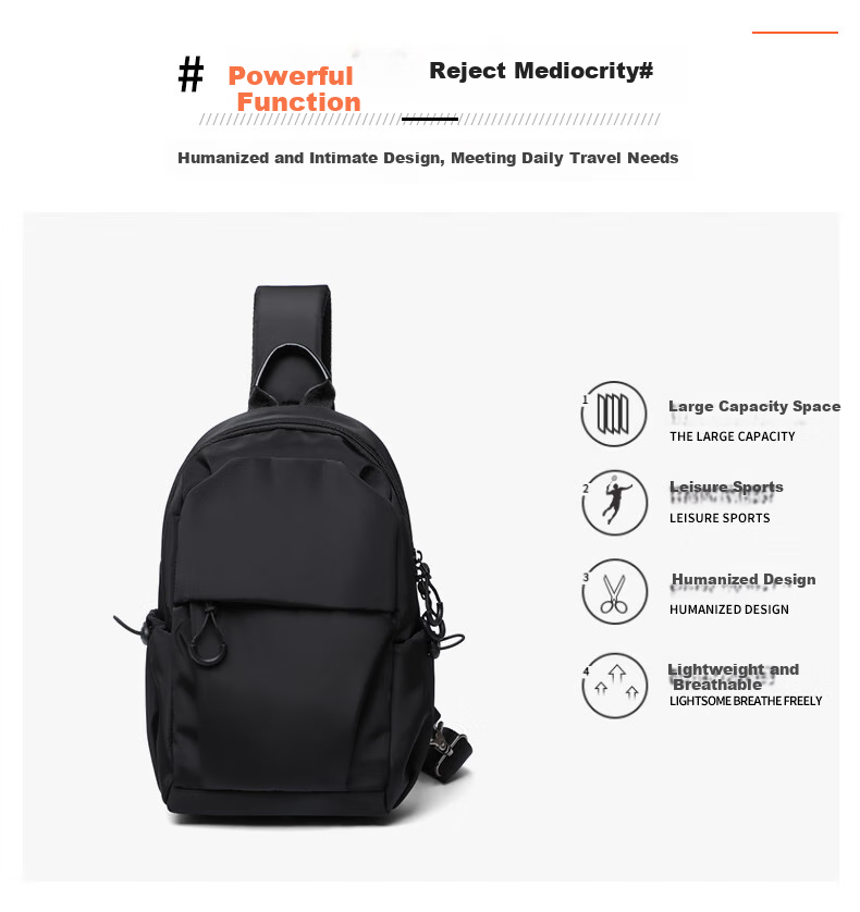 Viney Men's Bag, Fashionable Crossbody Bag, Korean-Style Versatile Shoulder Bag, Simple Oxford Cloth Travel Backpack, Trendy Sports Brand 3