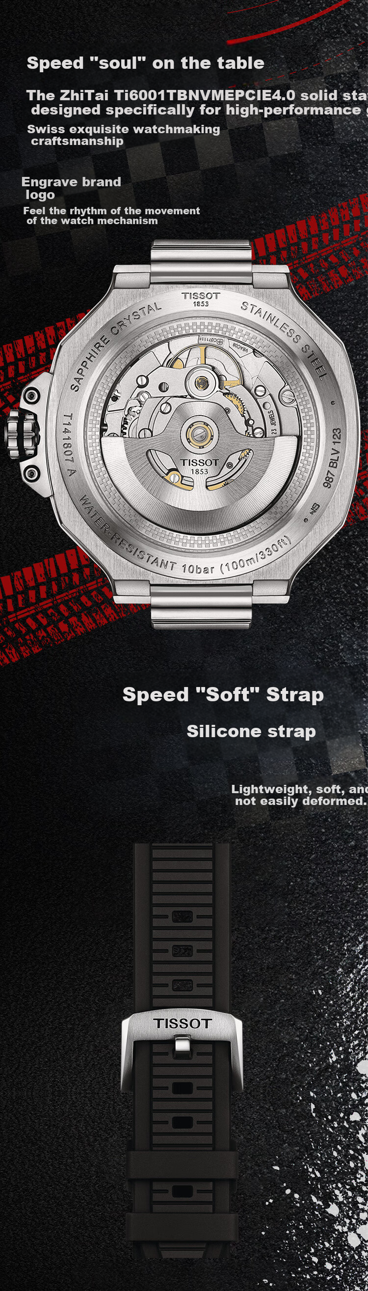 TISSOT Watch, Le Locle Series Men's Watch, Swiss Mechanical Men's Rubber Strap Wristwatch, Sports Watch, Birthday Gift 4