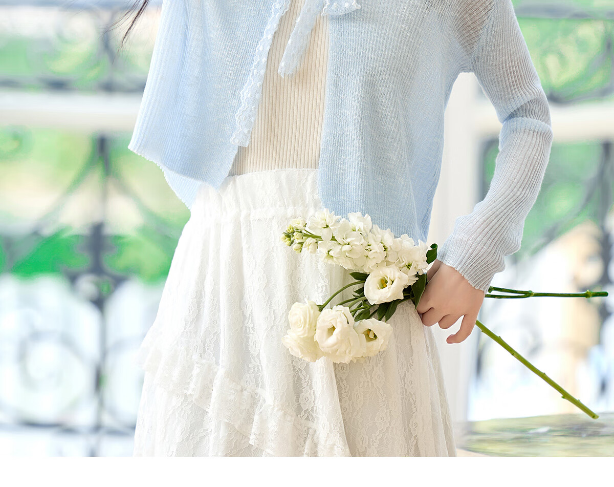 Pincai Women's Summer Ice Silk Lace Tie Cardigan Thin Shawl Air Conditioning Shirt P52Z070 69