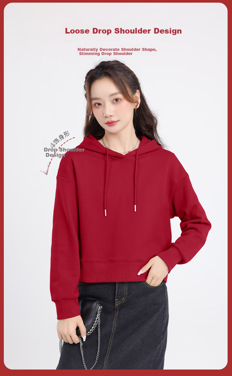 MJ STYLE Short Hoodie for Women, Spring And Autumn 2026, Loose Casual Versatile Heightening Slimming Top, Sweet Style for Petite Figures 8