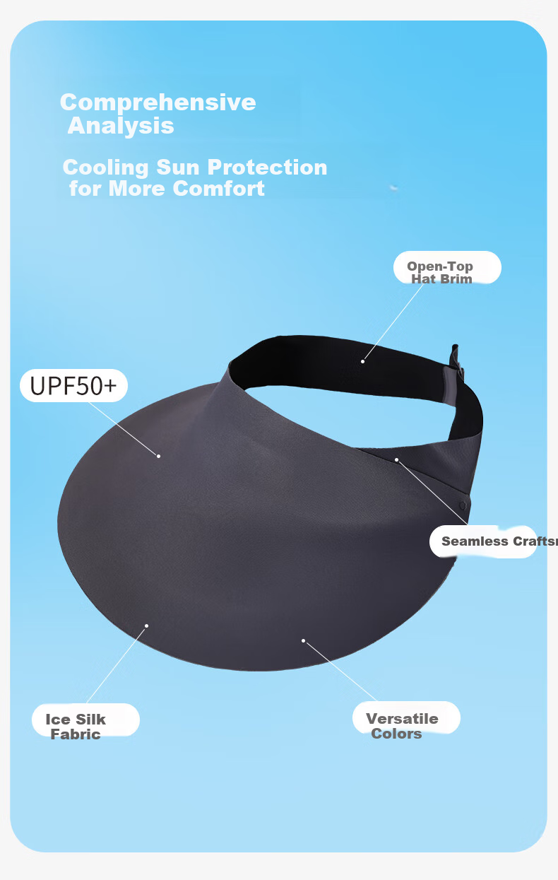 MOERCIAN Sun Protection Hat for Women, Visor Cap, Summer Outdoor Sports Running UV Protection Foldable Seamless Sun Hat 6