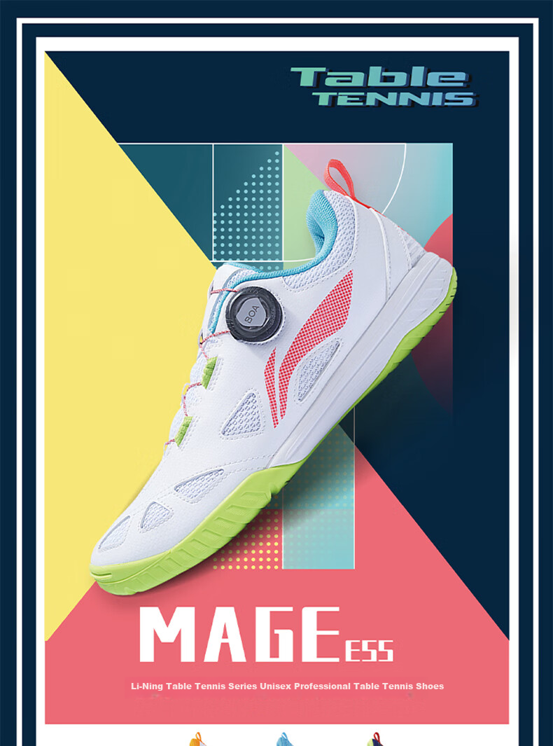 Li-Ning Table Tennis And Badminton Shoes, MAGE ESS Series Professional Sports Shoes, Unisex Ball Star Training Shoes, Size 37 1