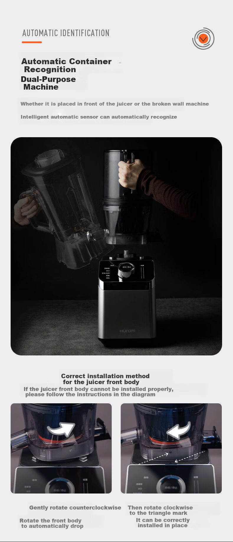 HUROM Blender And Juicer Two-In Korean Imported Multifunctional Blender Food Processor Soy Milk Maker Juicer M100-SBIA05 5