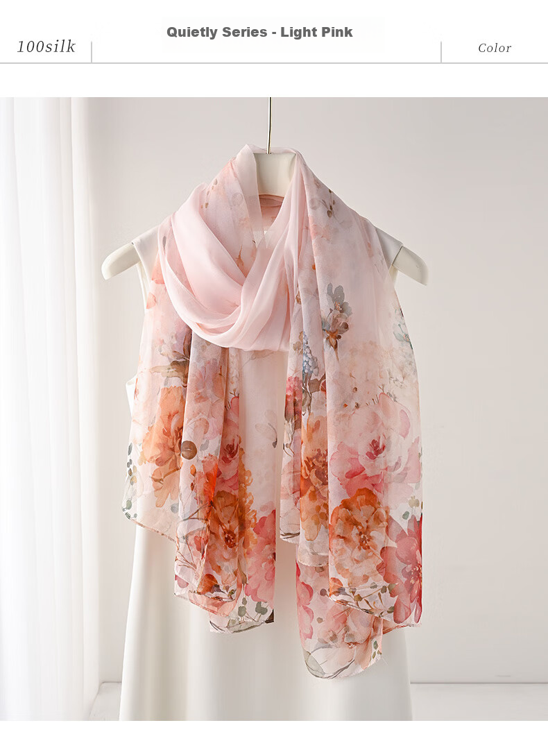 Hangsilu Silk Scarf for Women, Mulberry Silk Lightweight Chiffon Shawl, High-End Birthday Gift, Mid-Autumn Festival Present for Girls, Mothers And Elders 12