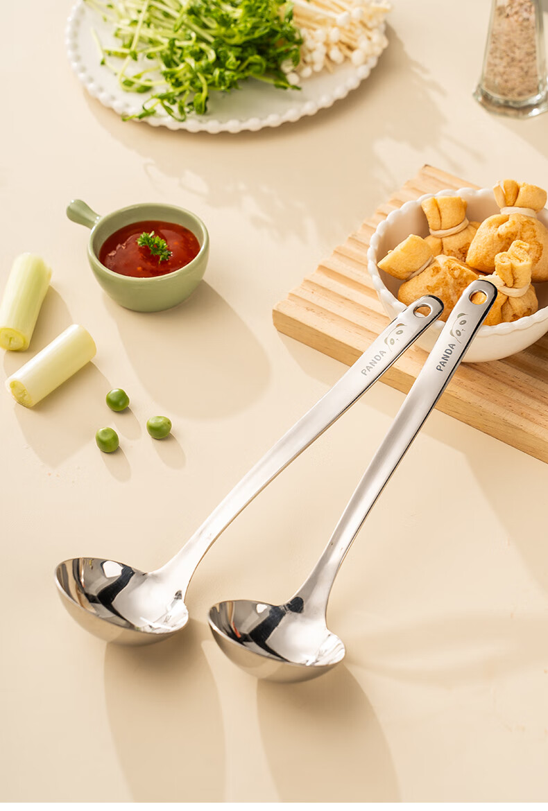 CAIZHI 316 Stainless Steel Soup Ladle with Long Handle, Thick Large Soup Spoon, Food-Grade High Temperature Resistant Hot Pot Ladle for Home Use CZ6250 2