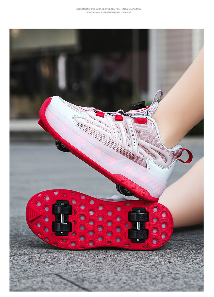 BKG Boys' Autumn New Breathable Mesh Sports Roller Skates for Students, Girls' X25533-B15 26