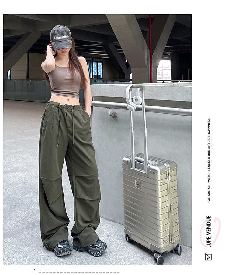 Women’s Free Style Side Drawstring Cargo Pants 2026 Summer New Petite Casual Wide-Leg Quick-Dry High-Waist Paratrooper Pants 22