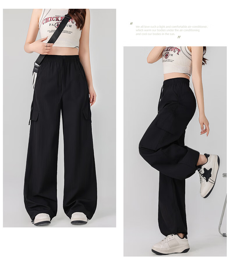 LangSha Women's Cargo Pants with Drawstring for Petite Figures, Lightweight Summer 2025 Butterfly Bow Casual Quick-Dry Trousers Paratrooper Pants 14