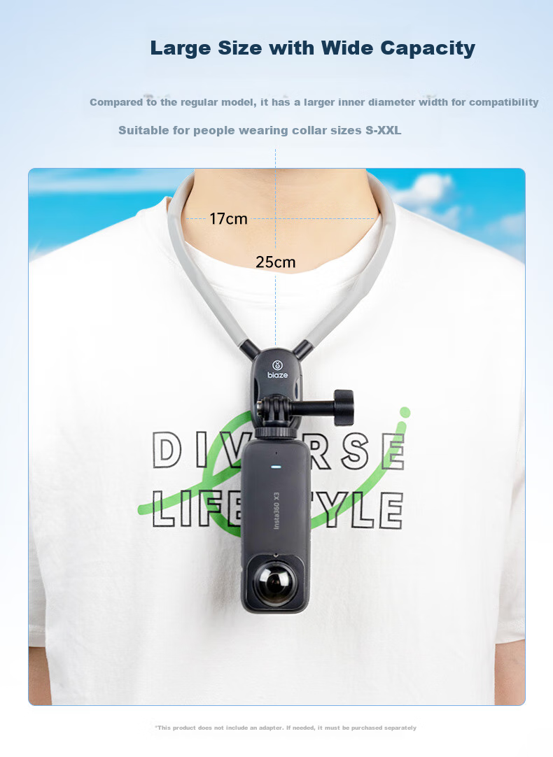 BIAZE Neck Strap Mount Compatible with DJI Action 6/5pro/4/nano, GoPro 13/12 Accessories, Outdoor Cycling Vlog Shooting, Insta360 Ace Pro 2 Action Camera 6