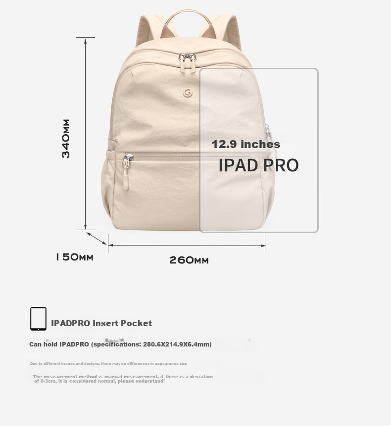 GOLF Backpack for Women, Casual Backpack, Student Schoolbag, IPad And Laptop Bag, Versatile Commuter Bag, Women's Handbag, Travel Bag 18