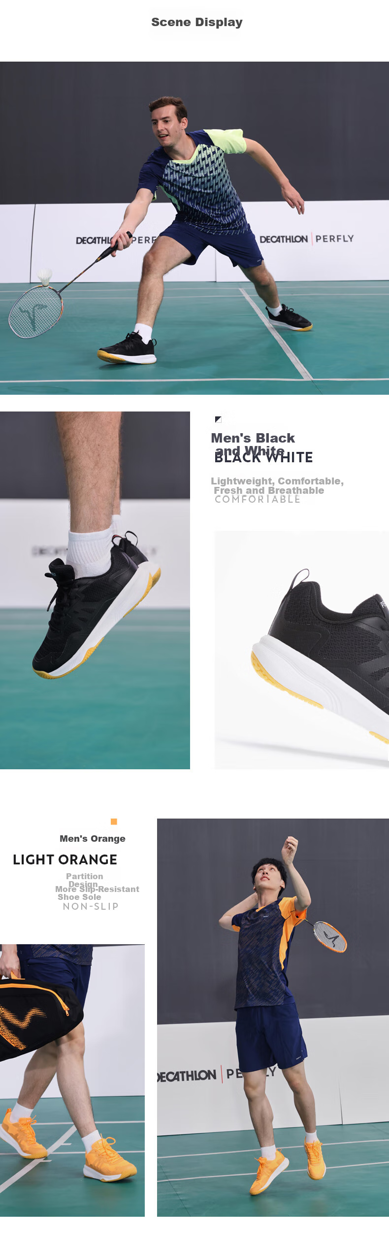 DECATHLON Badminton Shoes, Breathable, Shock-Absorbing, Wear-Resistant, Non-Slip, Men's Model, Night Black, Size 40, 4504856 7