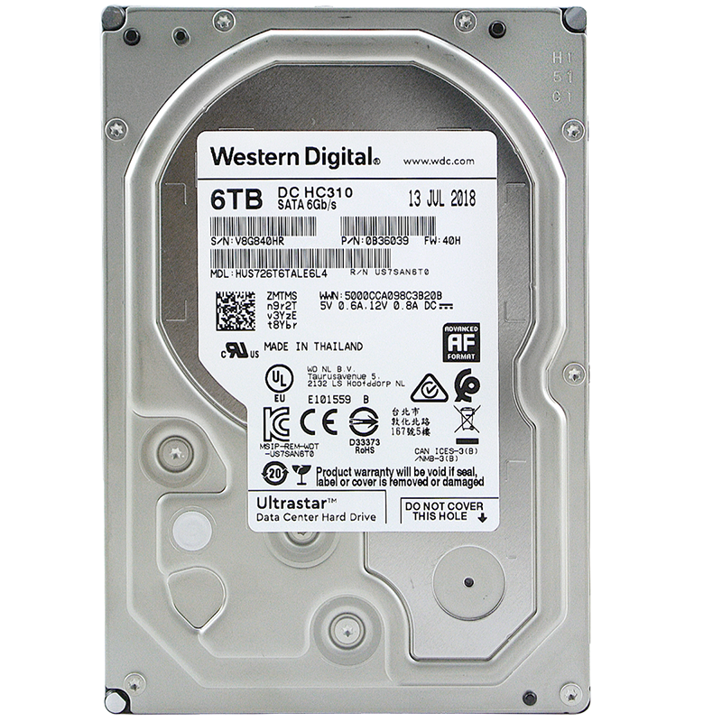 Western Digital (WD) 6TB Enterprise-Grade Mechanical Hard Drive DC HC310 SATA 7200 RPM 256MB CMR Vertical Server Hard Drive 3.5-Inch HUS726T6TALE6L4