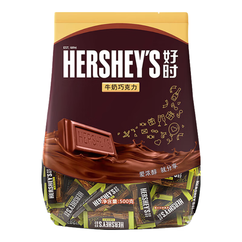 好时（Hershey’s） 牛奶巧克力排块 500g 休闲零食糖果 节日送礼 生日礼物 送女生