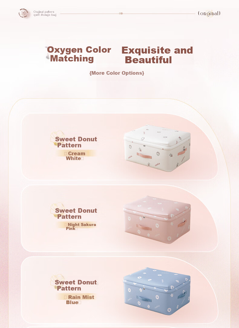 Baicaoyuan Quilt Storage Bag, Clothes Organizer Bag, Moving Packing Cotton Quilt Bag, Clothing Dust Cover, Night Cherry Pink, L 8