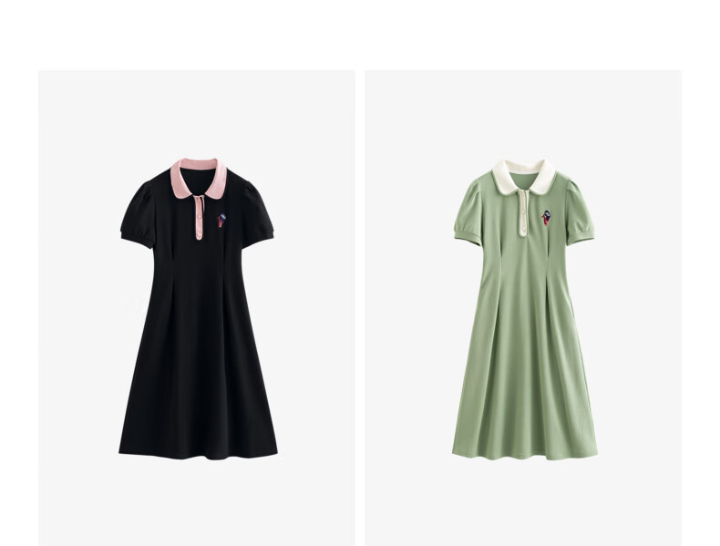 Chuyu Polo Collar Dress with Waist-Cinching Slimming Effect for Women, New Summer 2025 A-Line Short-Sleeve T-Shirt Midi Skirt, Gray, Size S 40