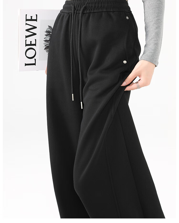 Xueqiman Studded Wide-Leg Pants for Women 2026 Spring New High-Waist Slimming Scythe Pants Loose Hip-Covering Straight Casual Trousers for Women 19