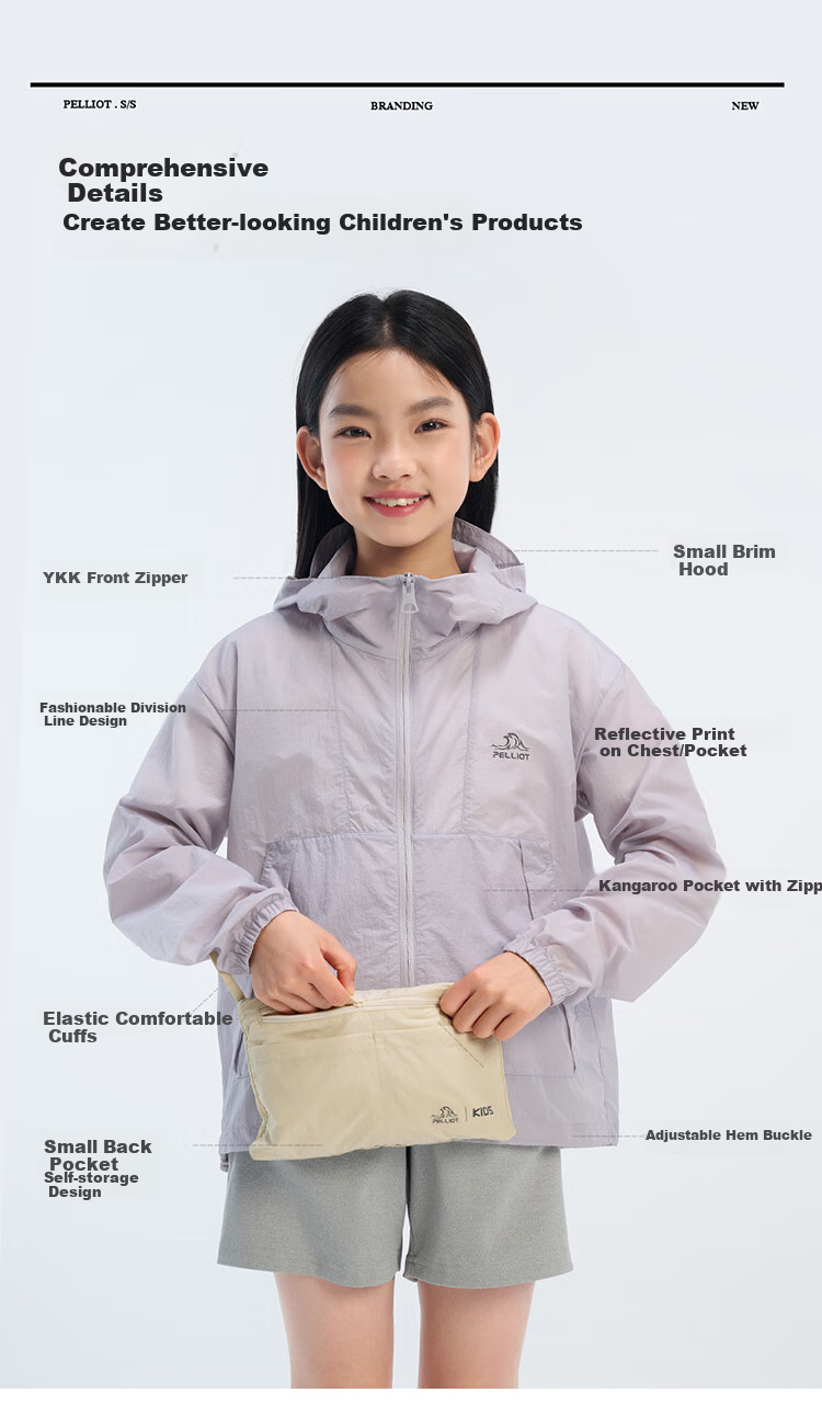 Pelliot [Xiao Sen Lin] Outdoor Children's Sun Protection Clothing, Summer Lightweight, Boys And Girls Sun Protection Jacket, 135212023, Purple, Size 160 16