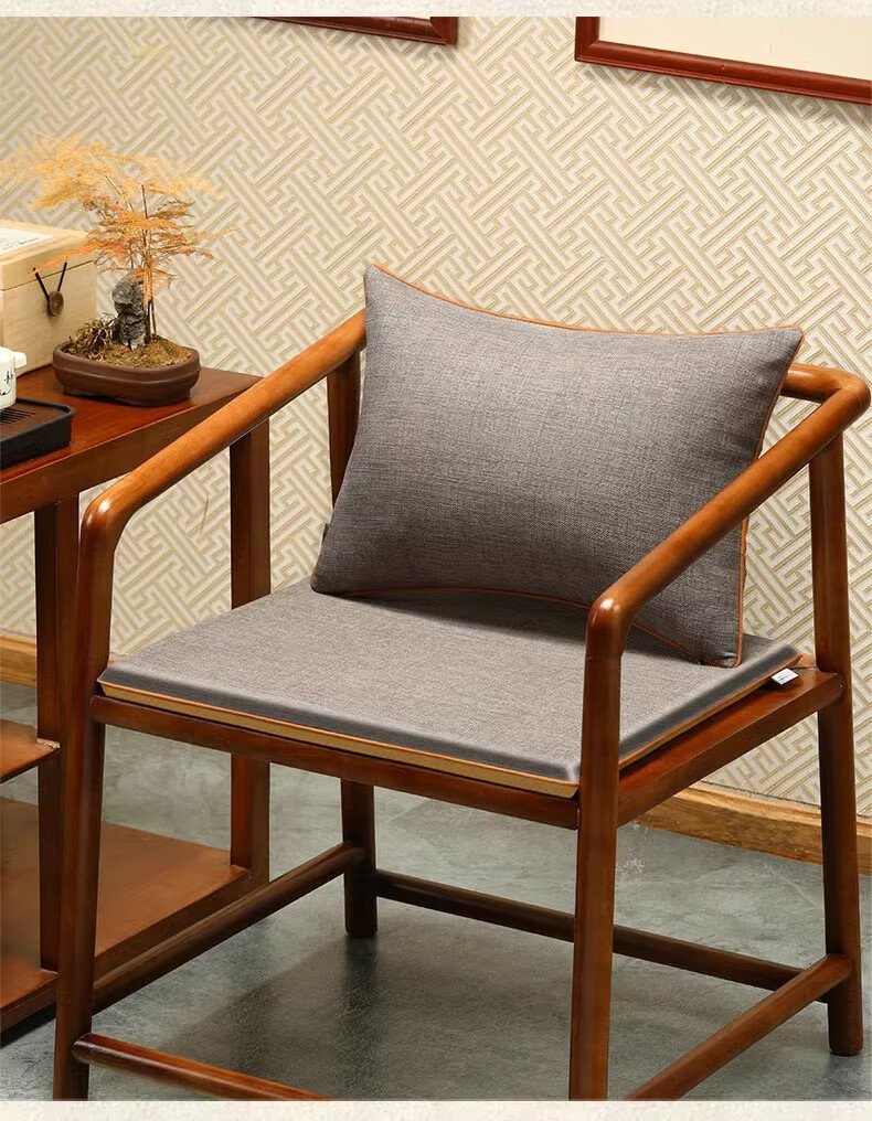 Huamanshengting Tea Table And Chair Cushion, Chinese-Style Redwood Chair Seat Cushion, Car Seat Cover, Solid Color Smoke Gray (3cm Foam), 45*45cm 4