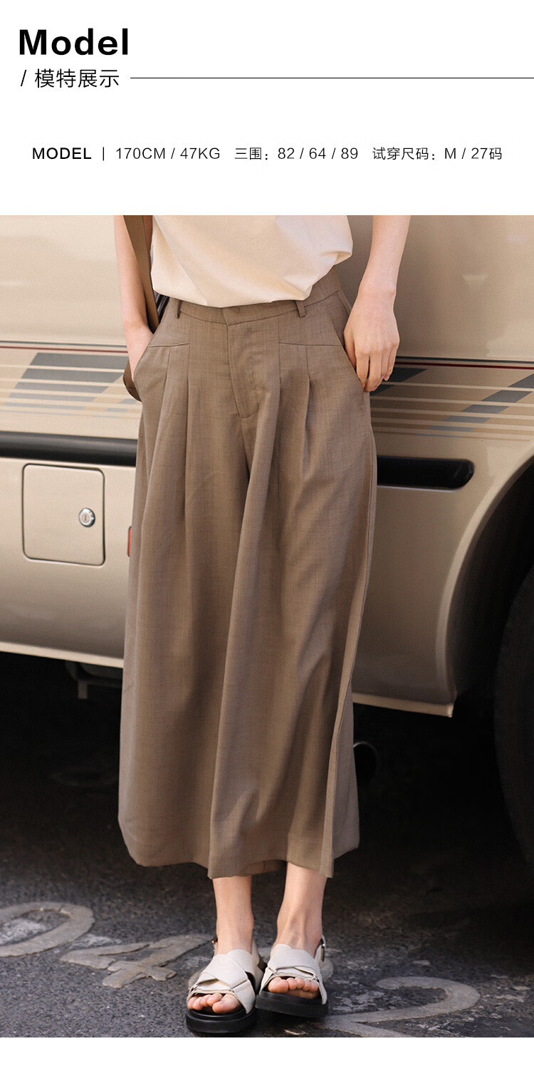 Dme [Pleated Skirt Pants] Summer Casual Invisible Button Flat Waist Pleated Decorative Skirt Pants for Wome 6