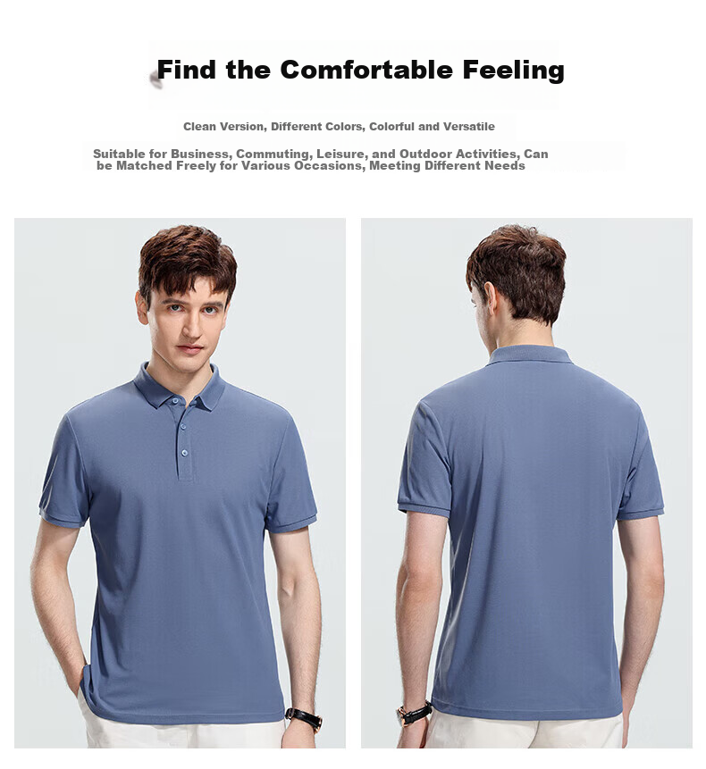 ROMON Short-Sleeve Polo Shirt for Men with Collar, Summer Business Casual Versatile Solid Color Top 8827 4