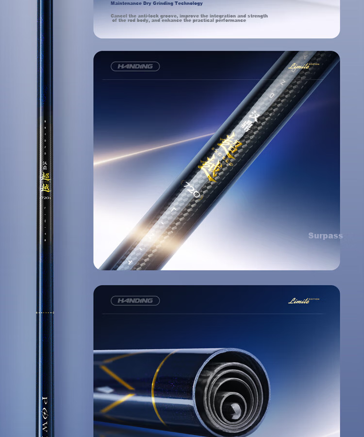Handing Chao Beyond Lightweight Big Fish Rod, Fishing Pole, Hand Rod, Ultra-Light Platform Fishing Rod, Giant Fish Hand Pole, Carbon Fiber, 6.3m 15