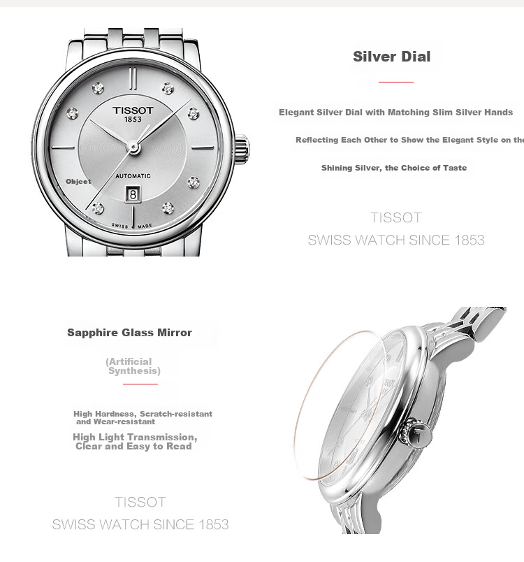 TISSOT , Liu Yifei's Choice, Carson Zhenwo Series Women's Watch, Swiss Automatic Mechanical Ladies Business Watch, Birthday Gift 4
