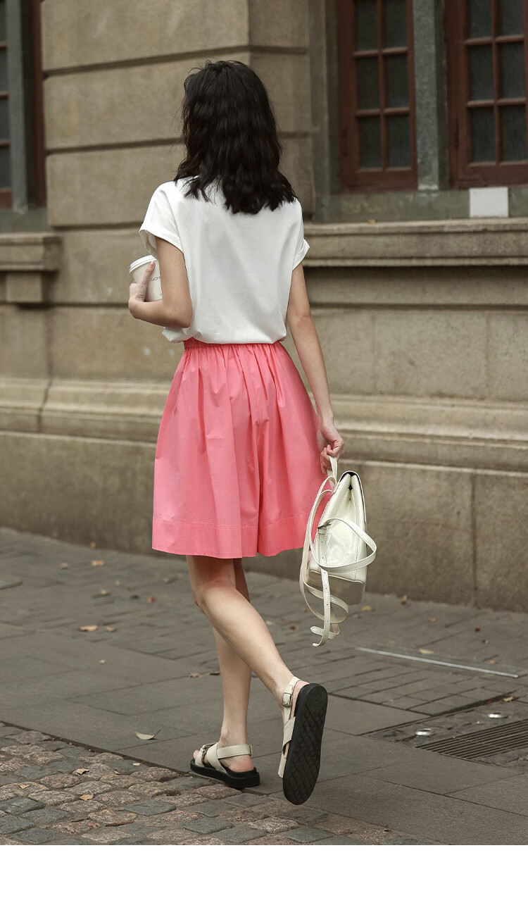 Dme [Comfortable Casual Wide-Leg Shorts] Summer Single-Button Half-Elastic Wide-Leg Pants Knee-Length Shorts for Wome 15