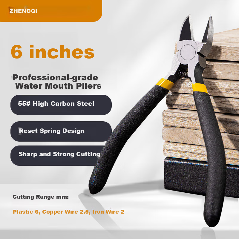 ZHENGQI Diagonal Cutting Pliers, Electrician's Wire Cutters, Industrial-Grade Ultra-Hard Needle-Nose Pliers with Slanted Mouth for Water Pipes And Electrical Work