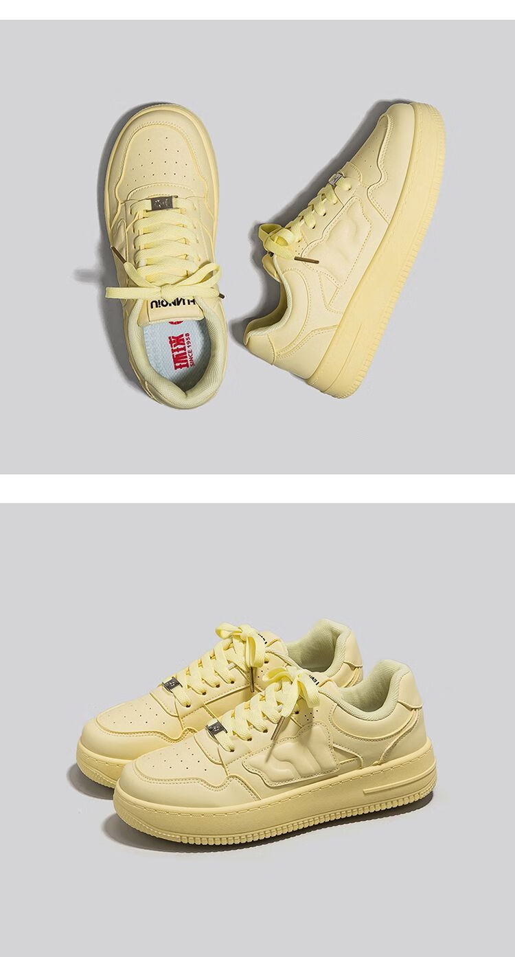 Global Korean Style Custard Yellow Shoes Women 2026 Spring Summer New Student Versatile Casual Breathable Military Training Sports Sneakers Women 4