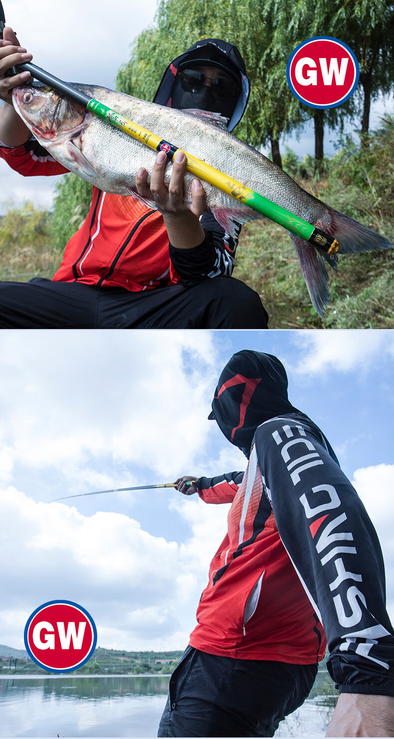 GW 3.6m 28-Tune Armor-Breaking Bow Premium Edition Ultra-Light Ultra-Hard Fishing Rod Hand Rod Tai Fishing Rod Lake Reservoir All-Purpose Fishing Pole 20