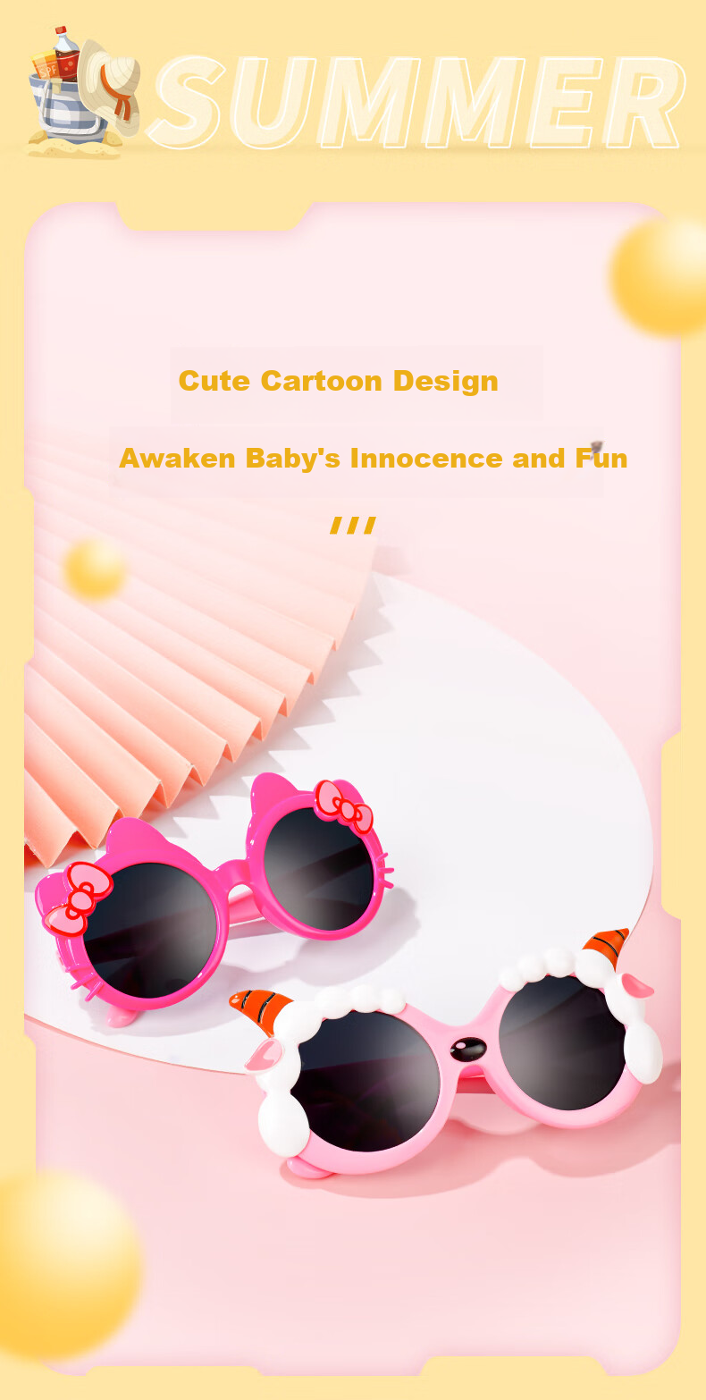 Angelamiao Children's Sunglasses, Girls' Sunglasses, Little Sheep Children's Glasses, Soft Rubber Eyeglass Frames, Baby Sunglasses for Back to School 8