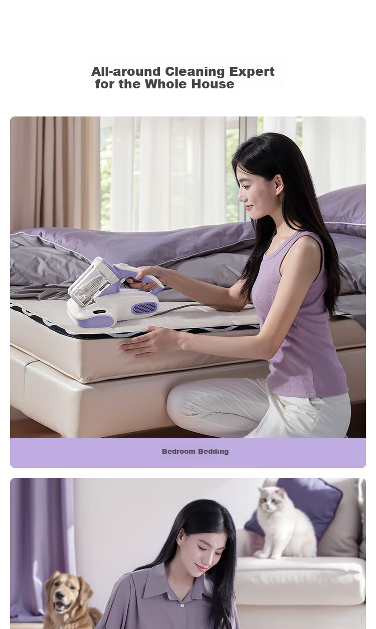 JD Original Xiaohai Pao Lite Mite Remover And Vacuum Cleaner Combo, Dual Cup Dust And Mite Separation, Smart Display Screen, Home Use Bed Mite Removal, UV Sterilization, 60°C Hot Air 18