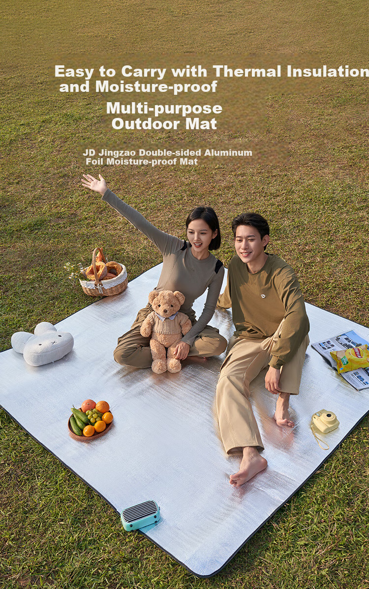 JD Original Colored Film Moisture-Proof Mat, Outdoor Picnic Mat, Grass Tent Moisture-Proof Ground Mat, Yellow And White Checkered Pattern, 150*200cm 1