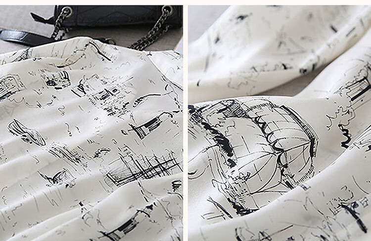 Dme [Cool Korean Style Goddess] Autumn French Collar Chiffon Printed Slimming Shirt Women's Top Spring 8