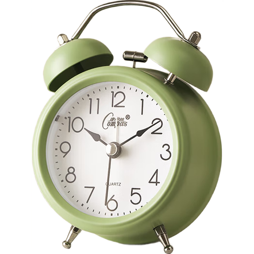 Compas Children's Day Gift Mini Luminous Alarm Clock Bedroom Bedside Clock for Family Students Children Loud Ringing Alarm Wake-Up Device Back-To Essential 2314B Green Back-To Seaso