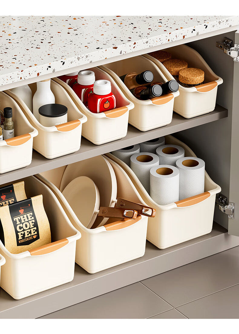 Youjialiangpin Cabinet Storage Box, Household Kitchen Gap Organizer, Snack And Seasoning Container, Drawer-Style Plastic Miscellaneous Item Sorting Basket 8