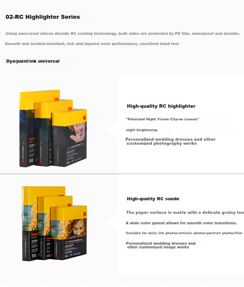 KODAK, 3R/5-Inch, 250g, High-Quality RC Velvet Printing Paper for Home Use, Inkjet Photo Paper, 100 Sheets, 9891-450 11