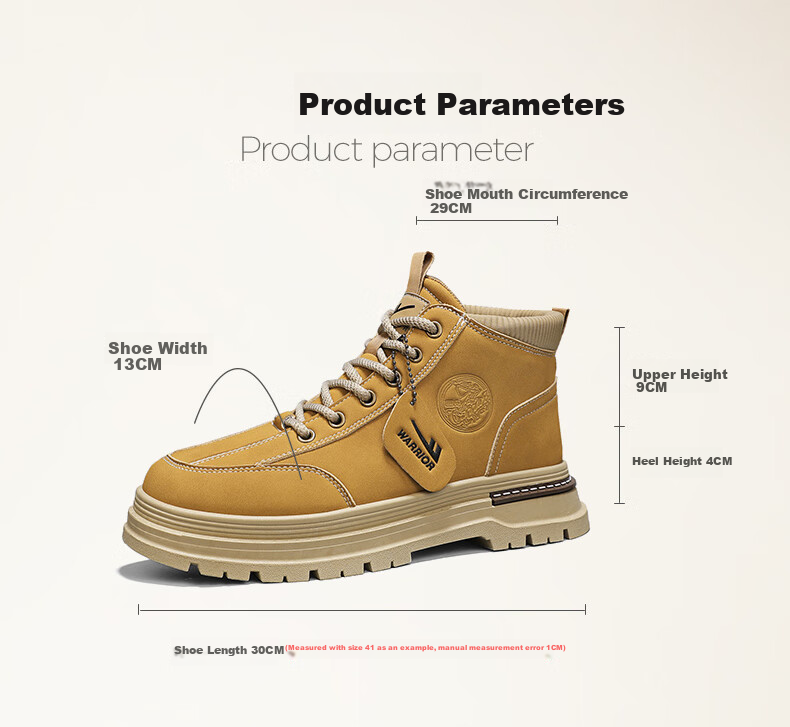 Huili Men's New Martin Boots, High-Top Retro Casual Shoes, Versatile Work Boots, Brown, Size 39 6