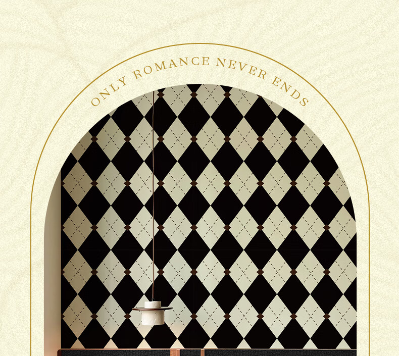 Jifudifu Thickened Vintage Self-Adhesive Wallpaper Black and White Checkered Wall Sticker Renovation Cover-up Wall Decoration Transformation 8