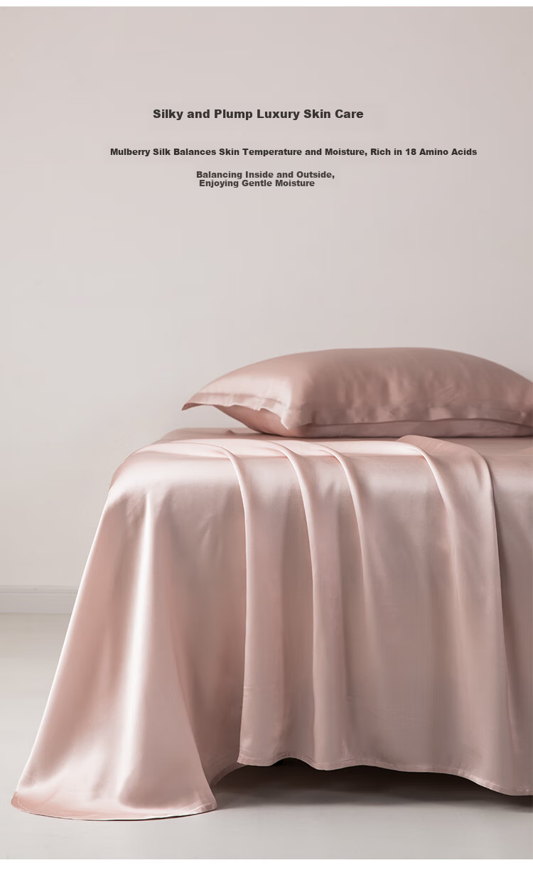 Silk Empress Premium 6A Mulberry Silk 4-Piece Bedding Set 100% Mulberry Silk Bed Linen 200x230cm [Elegant Pink] 9