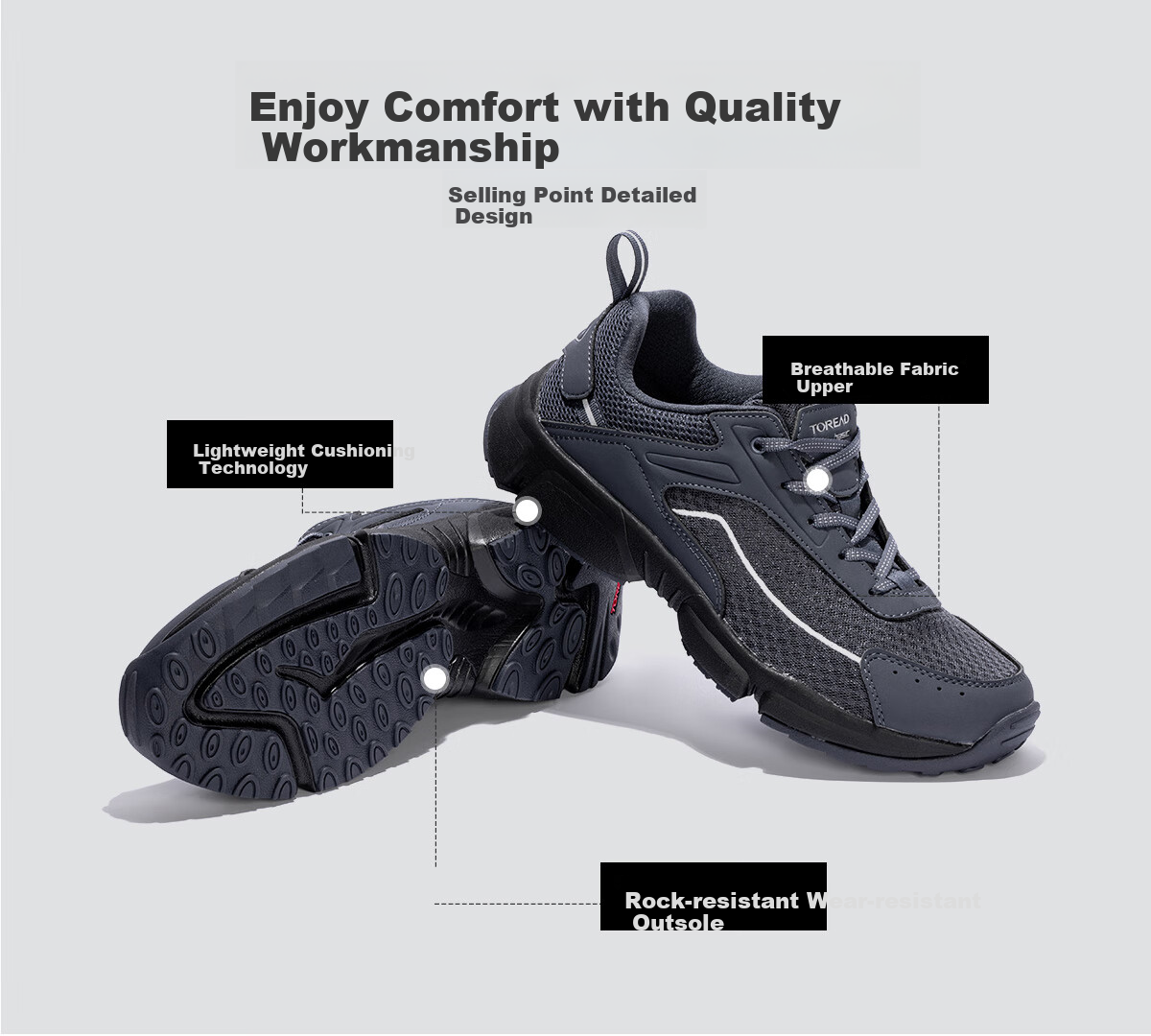 TOREAD Hiking Shoes for Men, Spring And Summer, Non-Slip, Wear-Resistant, Breathable, Lightweight Casual Sports Shoes for Mountaineering TFAACN81916 3